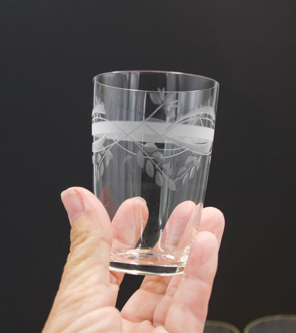 Small Vintage Frosted Band/ Cut Crystal Tumblers