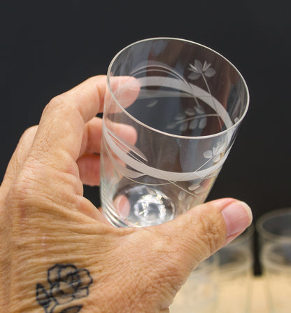 Small Vintage Frosted Band/ Cut Crystal Tumblers