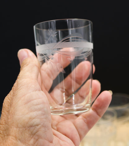 Small Vintage Frosted Band/ Cut Crystal Tumblers