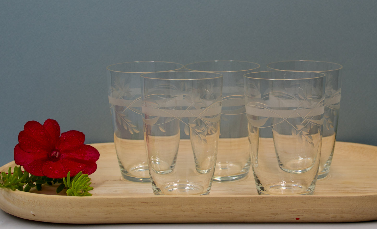 Small Vintage Frosted Band/ Cut Crystal Tumblers