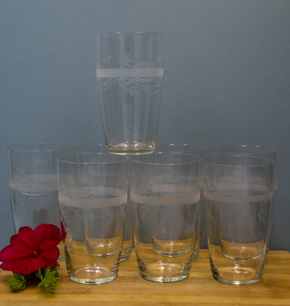 Stunning Vintage Etched and Cut Crystal Tumblers