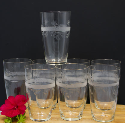 Stunning Vintage Etched and Cut Crystal Tumblers