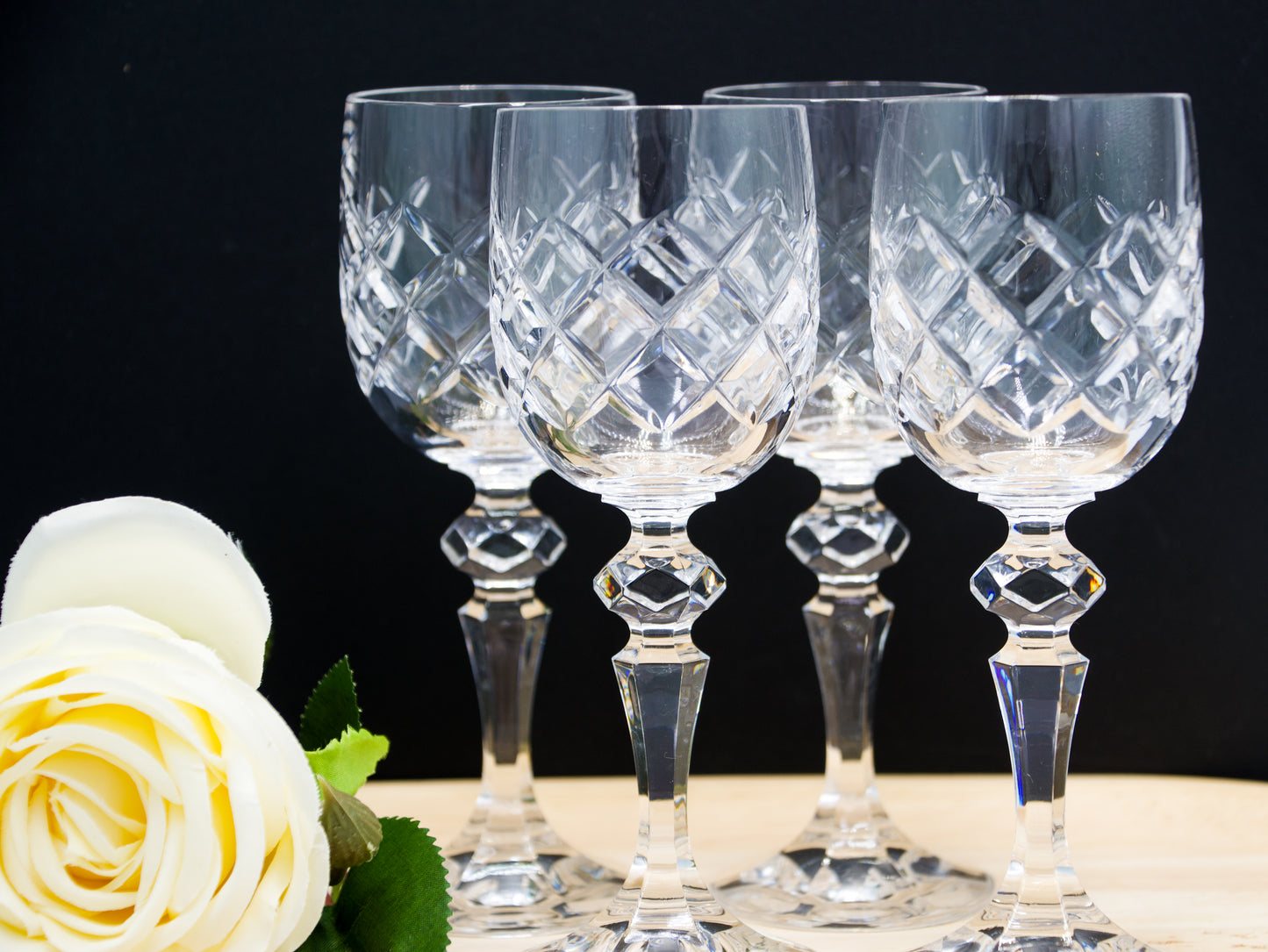 Bohemian Fine Cut Crystal Sherry/Port Glasses