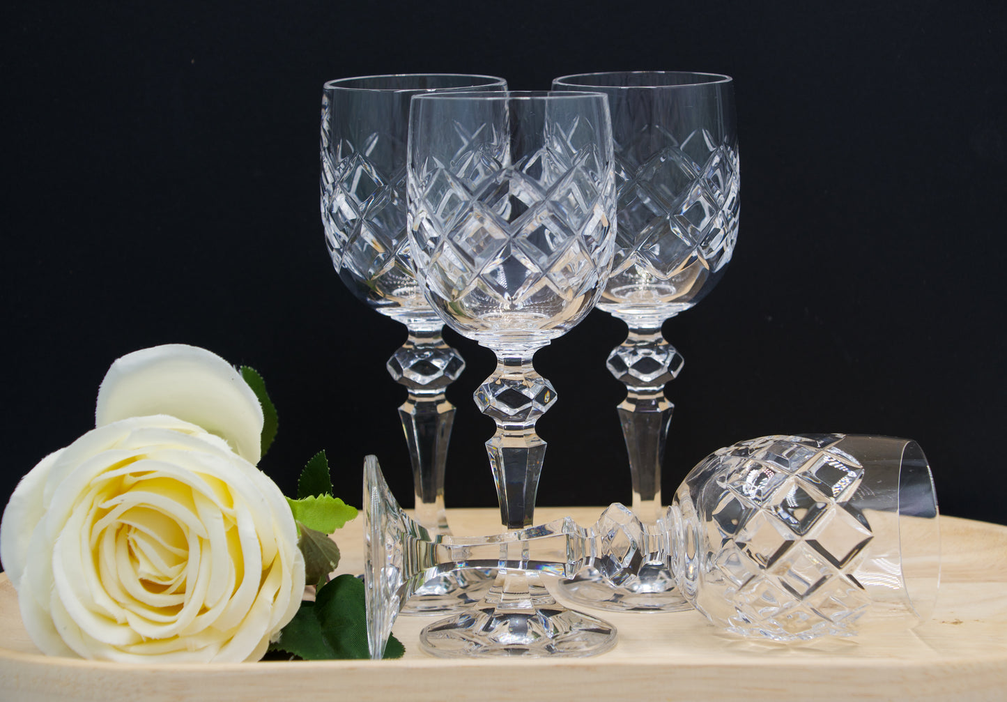 Bohemian Fine Cut Crystal Sherry/Port Glasses