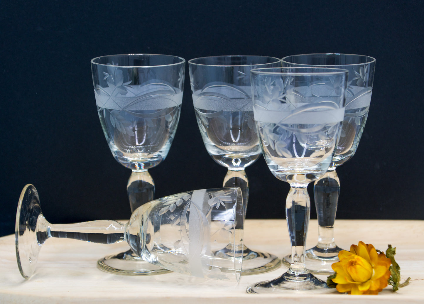 Beautiful Petite Etched Liqueur Glasses