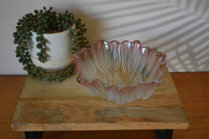 Vintage Walther Glass - Frosted pink tulip bowl.