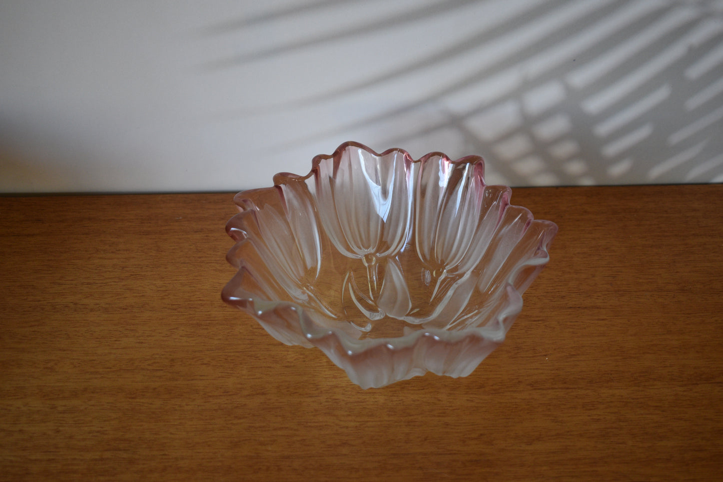 Vintage Walther Glass - Frosted pink tulip bowl.