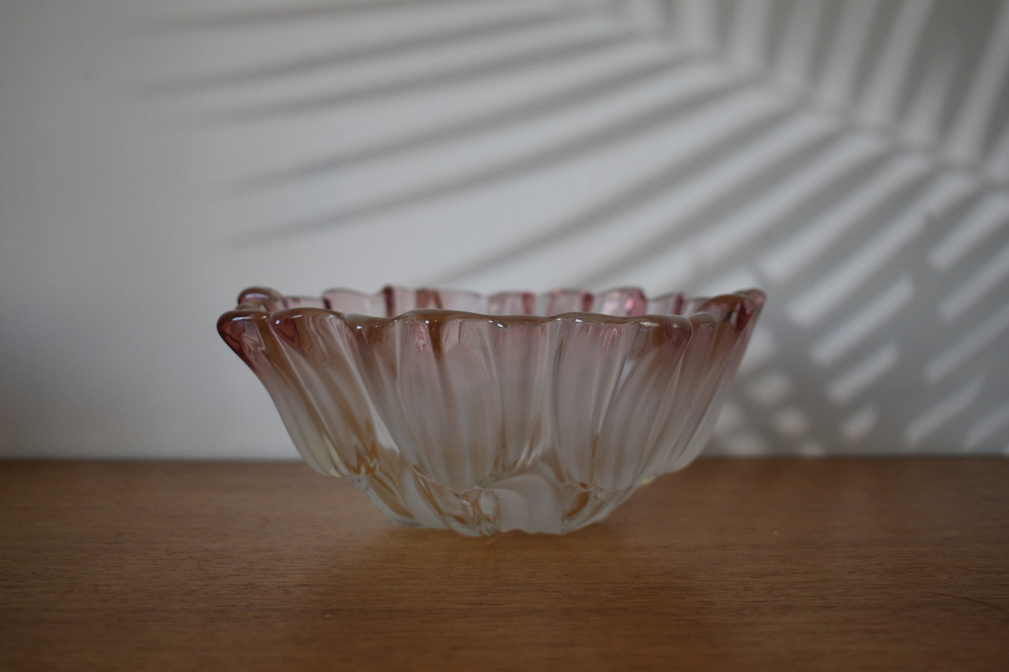 Vintage Walther Glass - Frosted pink tulip bowl.