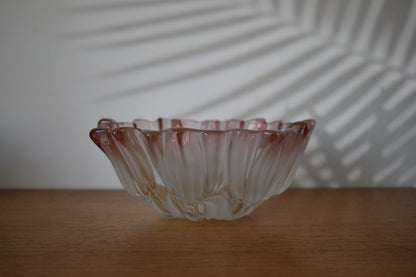 Vintage Walther Glass - Frosted pink tulip bowl.