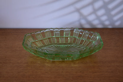 Vintage Green Depression glass dish.