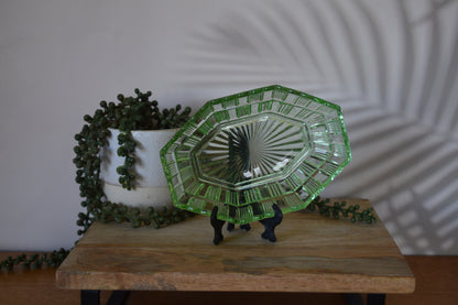 Vintage Green Depression glass dish.