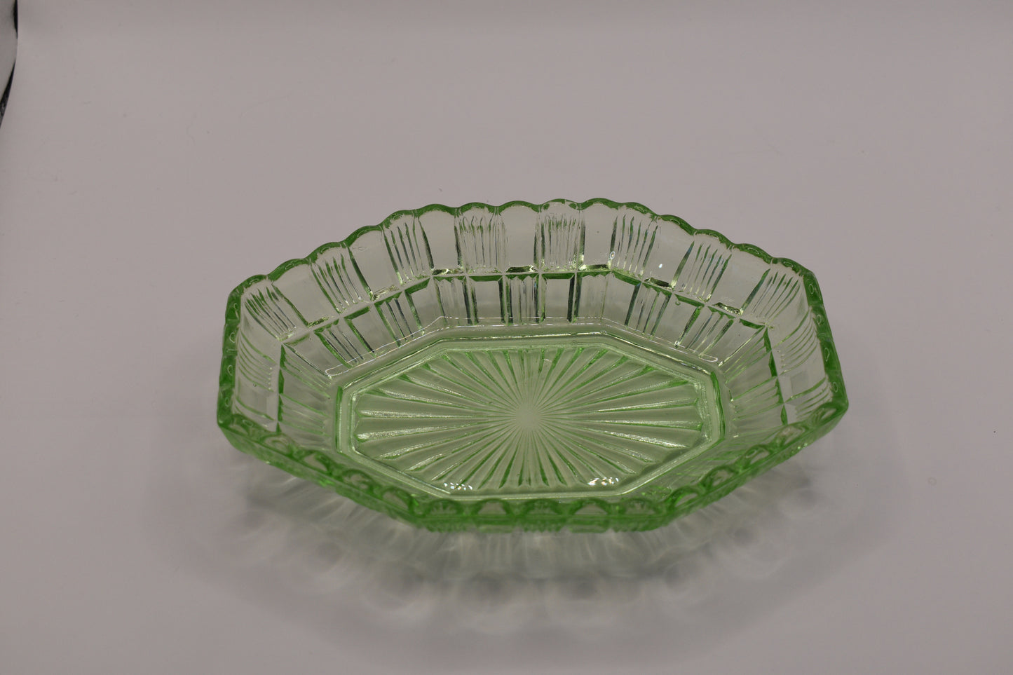 Vintage Green Depression glass dish.