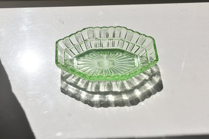 Vintage Green Depression glass dish.