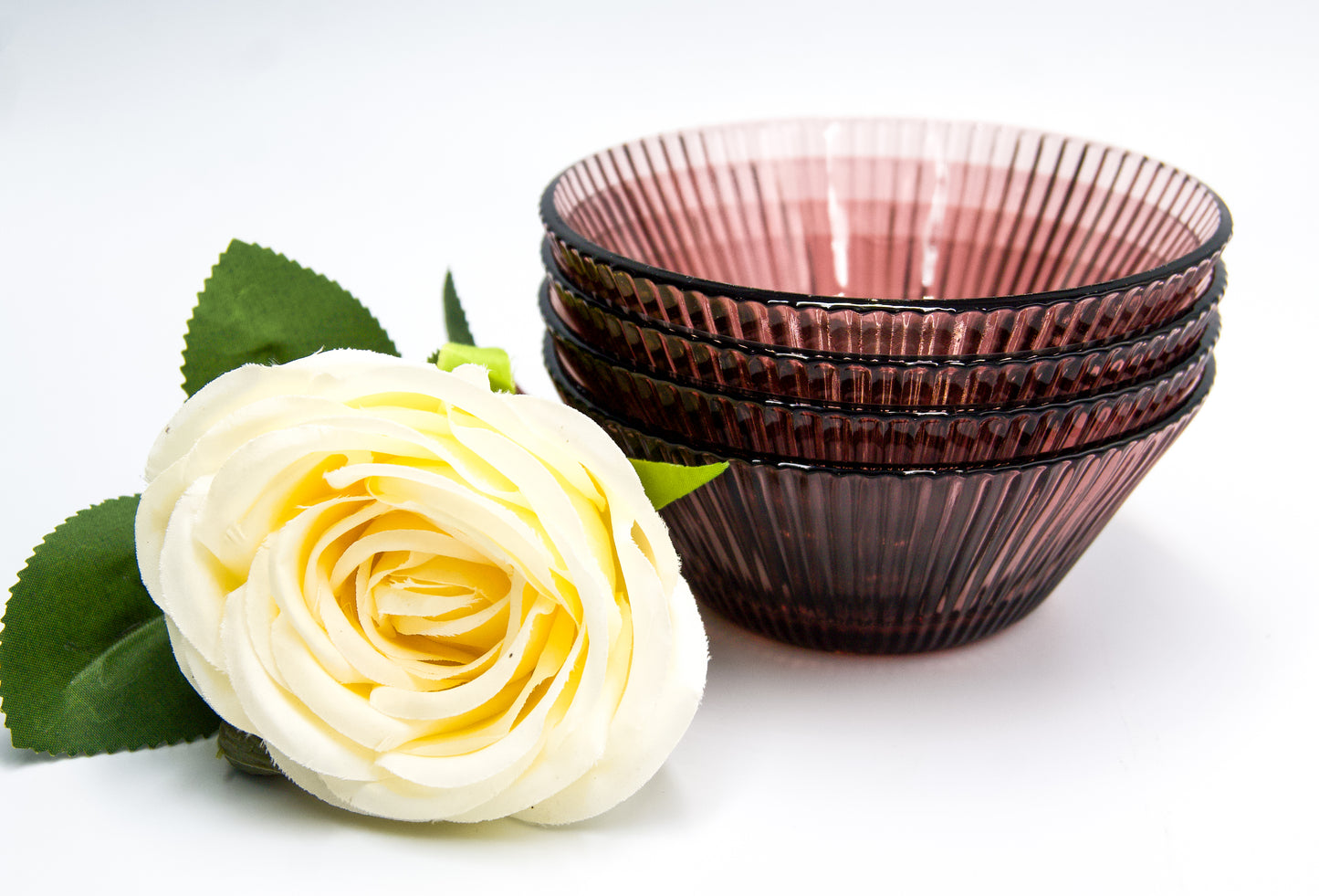 Cranberry Ribbed Dessert Bowls