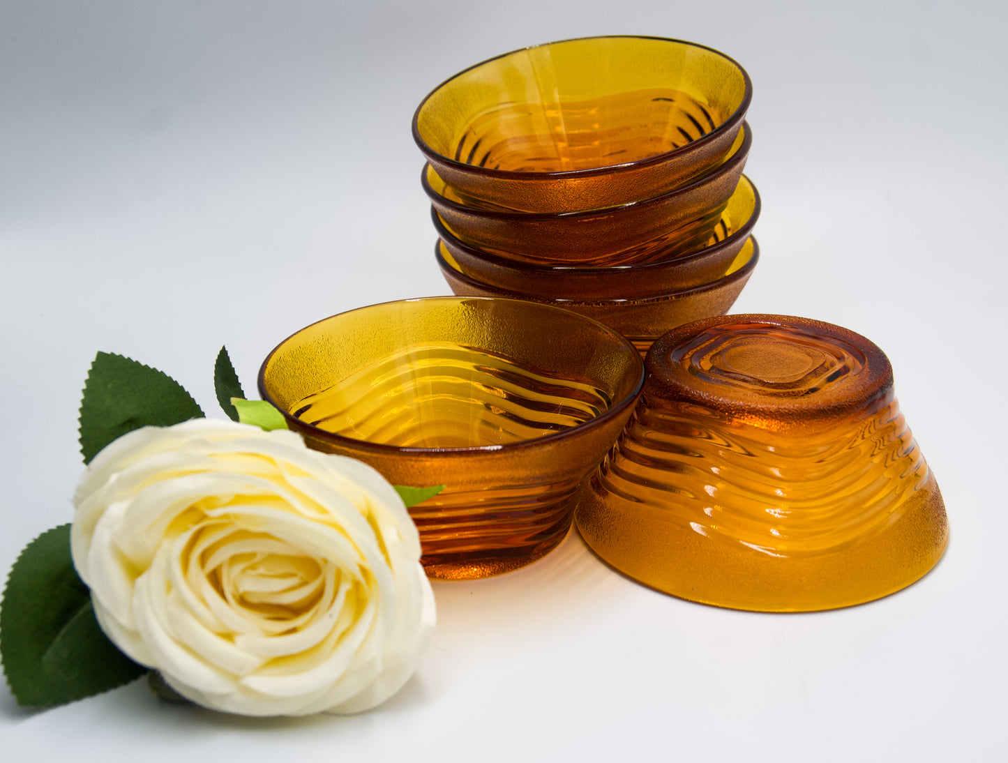 Vintage Amber Duralex Ondine Dessert Bowls