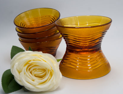 Vintage Amber Duralex Ondine Dessert Bowls