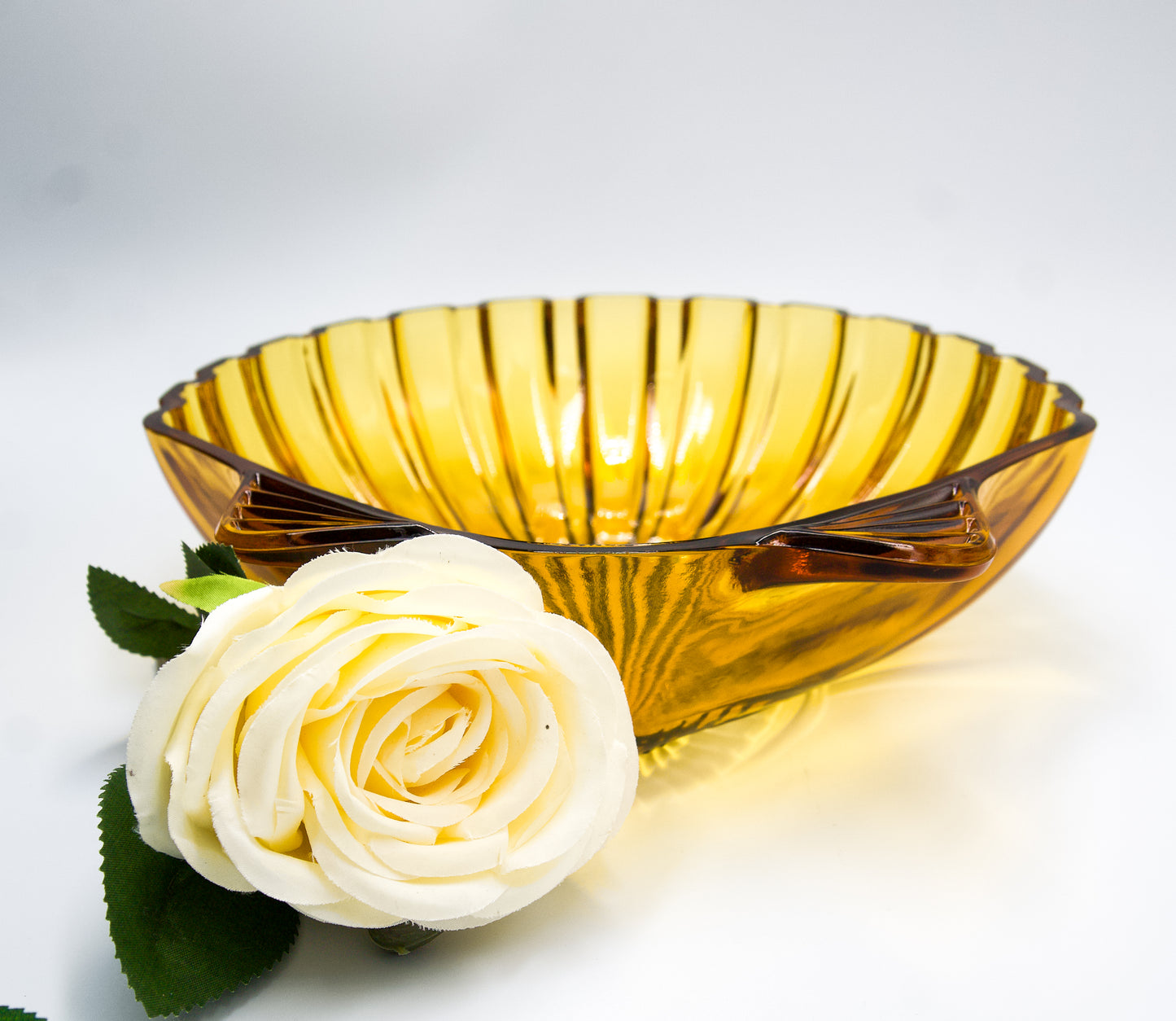 Vintage Amber Shall Shaped Dish