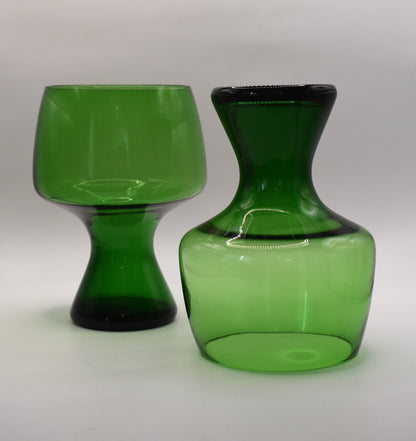 Green Glass goblets. Beer Stein. Cocktail glass. Emerald green glass Vase. ONE ONLY