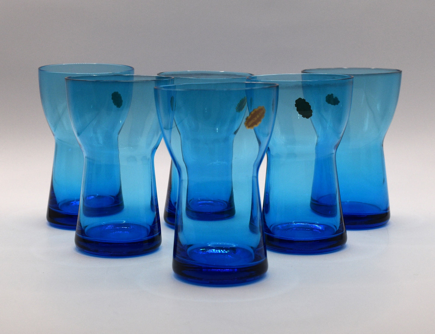 Cocktail Set. Blue Glass Cocktail Pitcher and Glass set. 7 piece set.