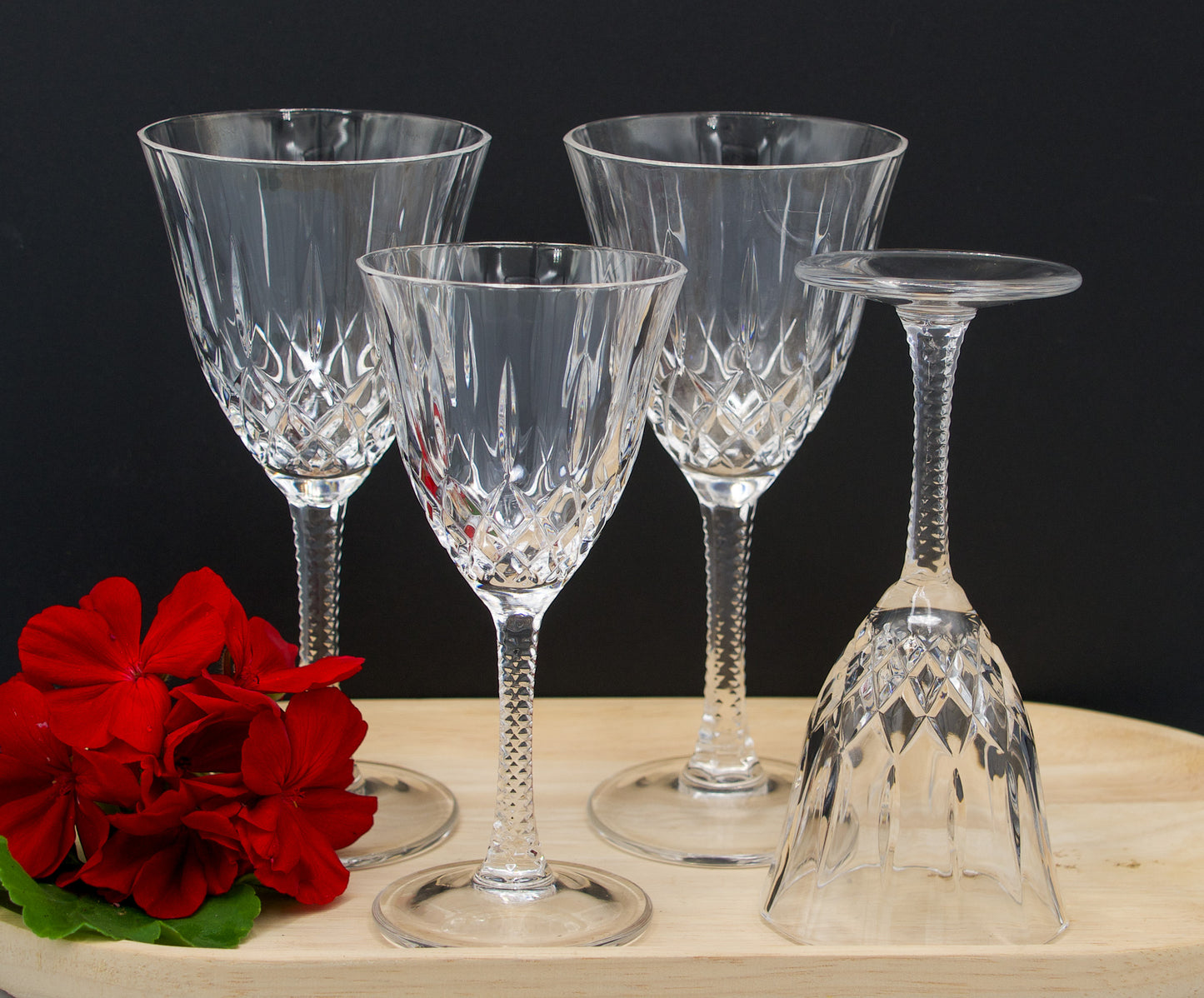 Italian made Crystal Glasses 2 Wine+ 2 Sherry Glasses