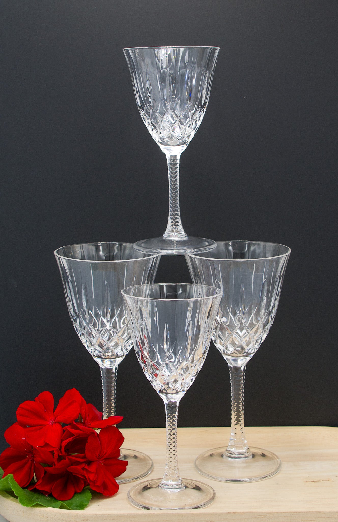 Italian made Crystal Glasses 2 Wine+ 2 Sherry Glasses