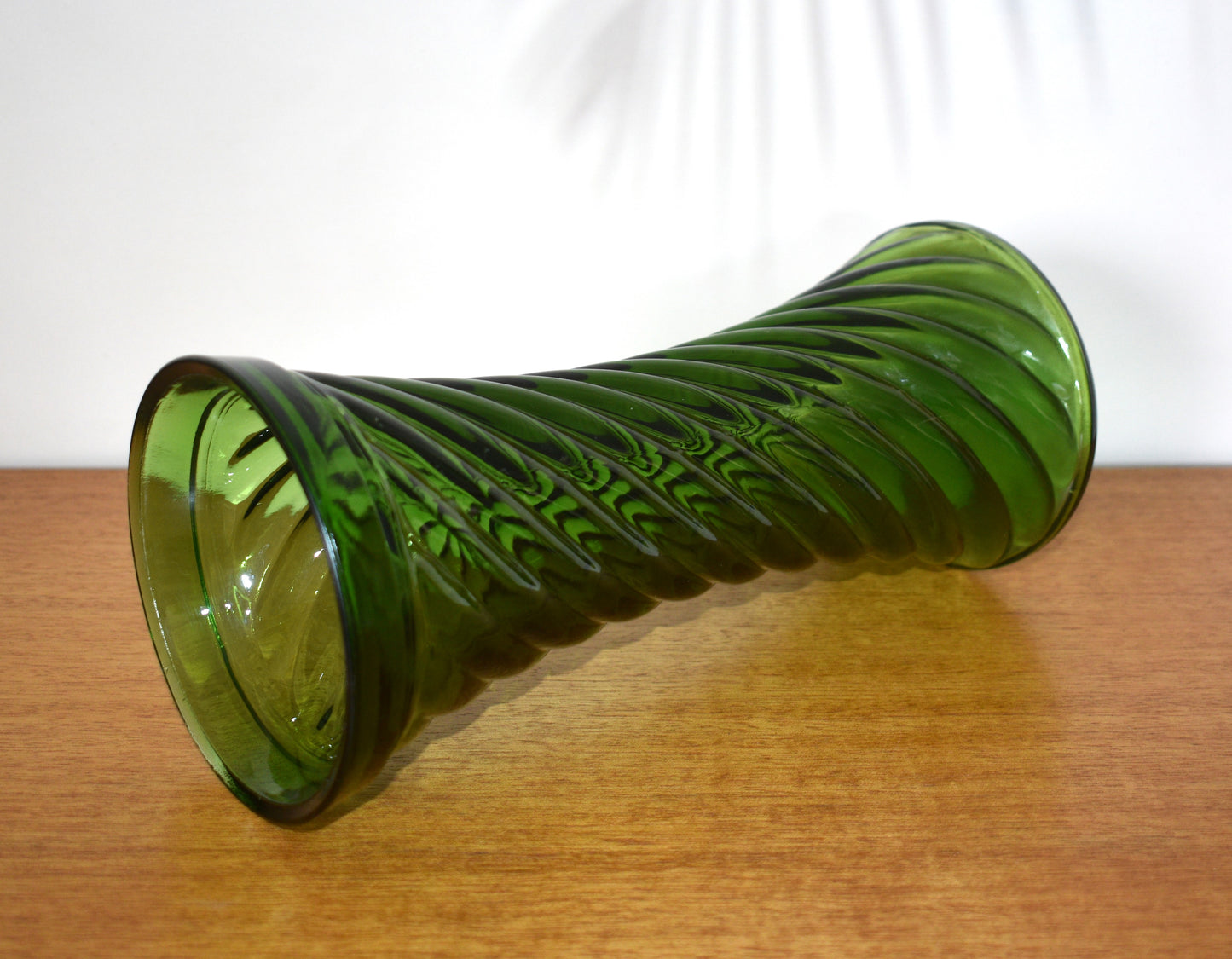 Vintage Italian Emerald green Vase. Optic Swirl Design