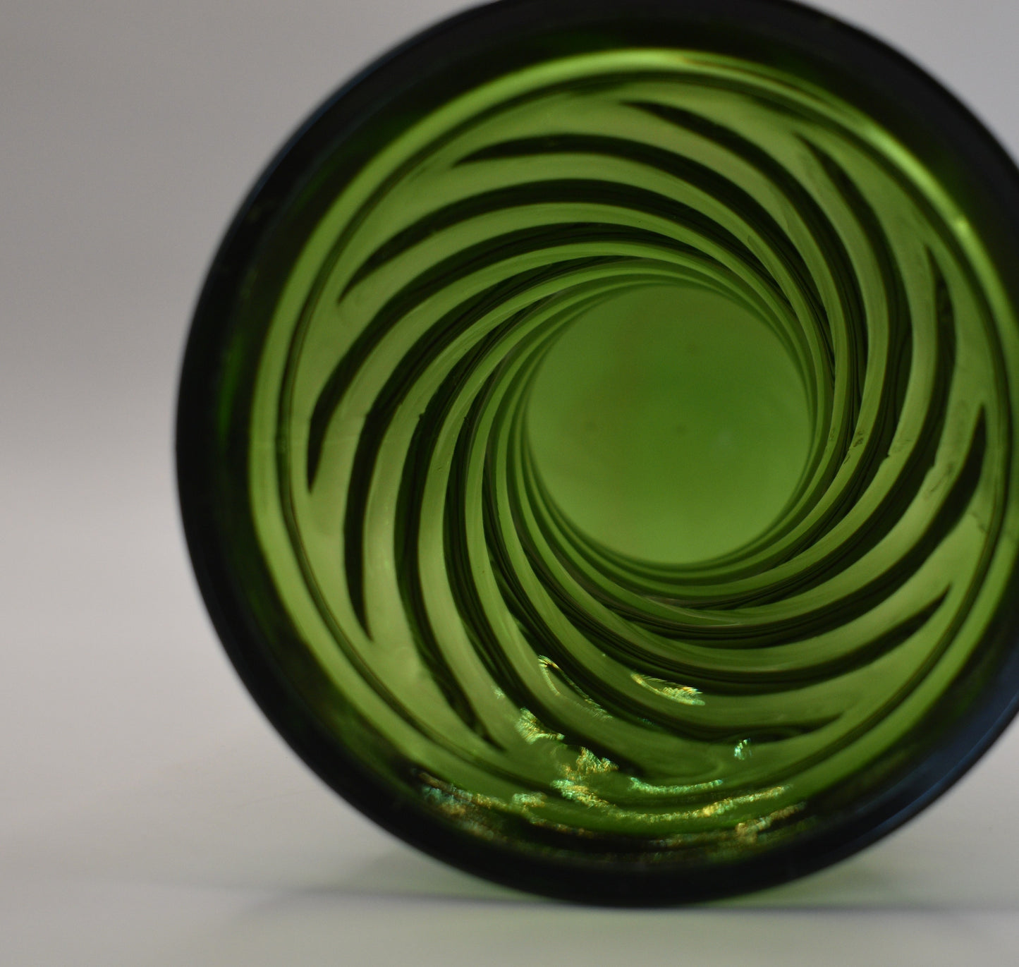 Vintage Italian Emerald green Vase. Optic Swirl Design