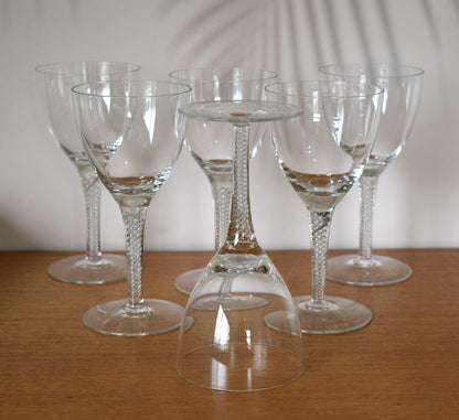 Bohemia "Belaire" Claret Wine Glasses Set of 6 Vintage Air Twist Stem Elegant Barware. By BOHEMIA CRYSTAL-CRYSTALEX