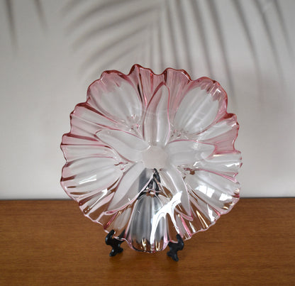 Vintage Walther Glass Frosted Pink Tulip Plate by Mikasa.