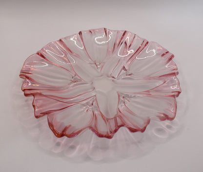 Vintage Walther Glass Frosted Pink Tulip Plate by Mikasa.