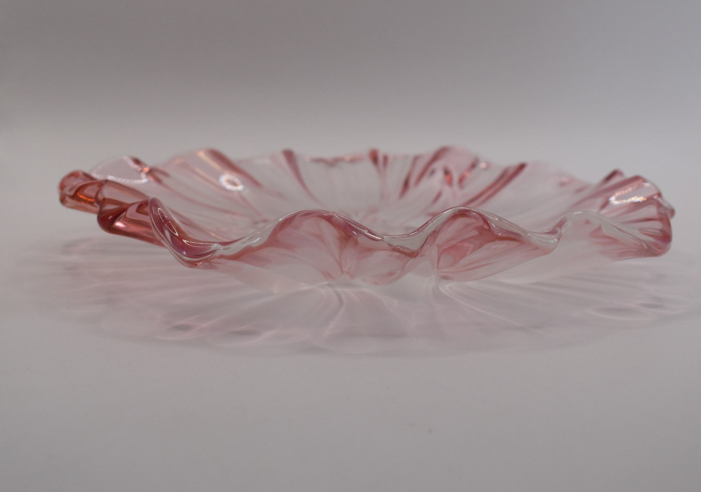 Vintage Walther Glass Frosted Pink Tulip Plate by Mikasa.