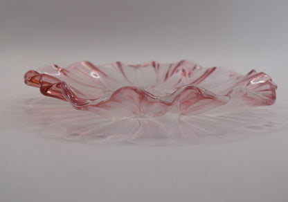 Vintage Walther Glass Frosted Pink Tulip Plate by Mikasa.