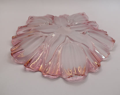 Vintage Walther Glass Frosted Pink Tulip Plate by Mikasa.