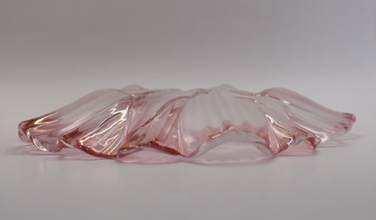 Vintage Walther Glass Frosted Pink Tulip Plate by Mikasa.