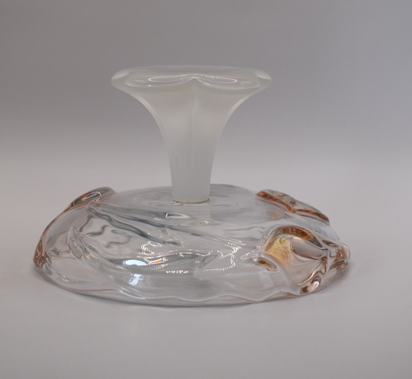 Vintage Frosted Footed Cake Stand/Serving Platter. Calla Lilly and leaf design