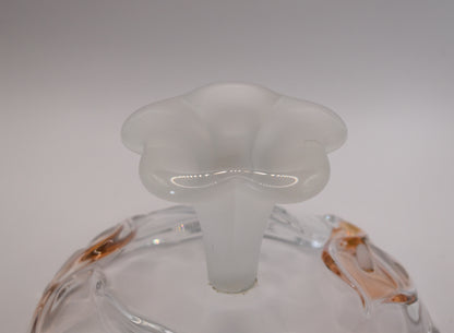 Vintage Frosted Footed Cake Stand/Serving Platter. Calla Lilly and leaf design