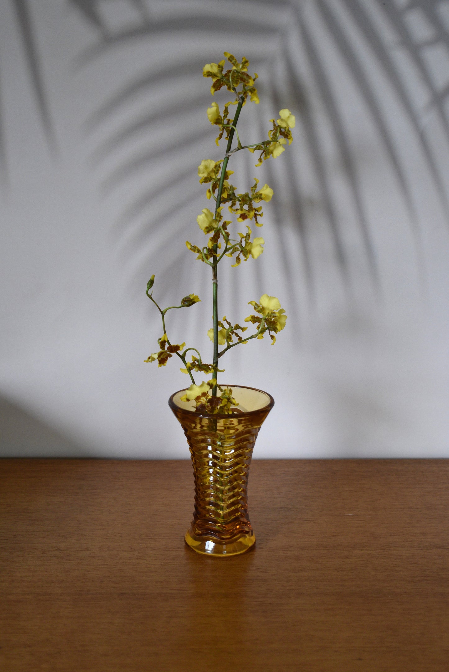 Vintage Amber Glass Vase. Crown Crystal Glass "Waverley" Design. Bud Vase.