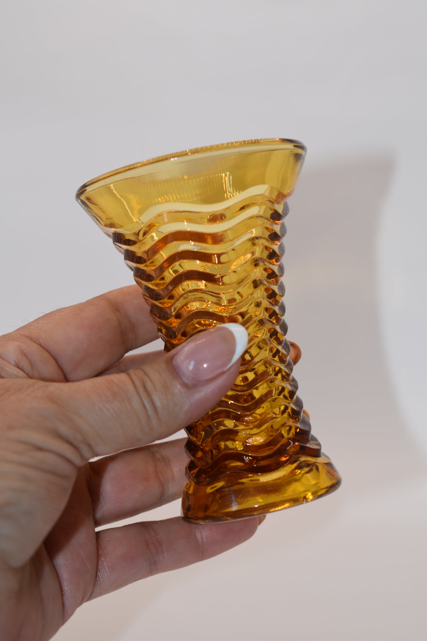 Vintage Amber Glass Vase. Crown Crystal Glass "Waverley" Design. Bud Vase.