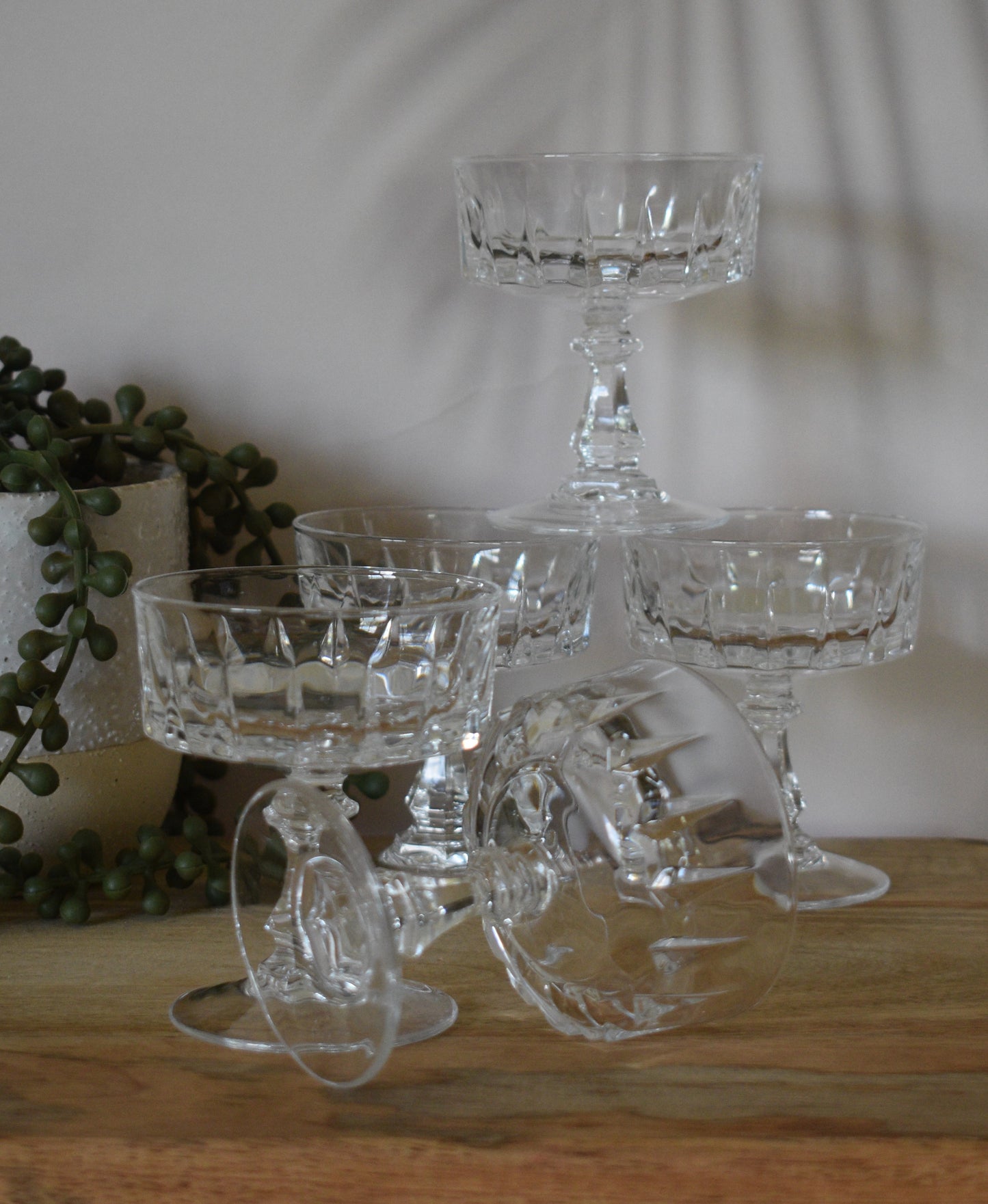 Vintage Liqueur Cocktail Coupes "LOUVRE" by Cristal D'Arques-Durand. Set of 5