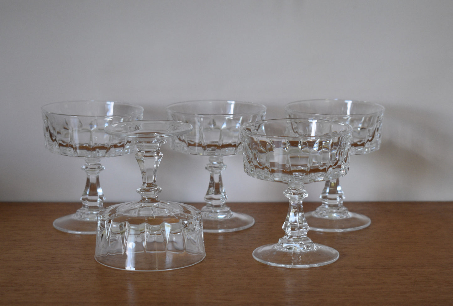 Vintage Liqueur Cocktail Coupes "LOUVRE" by Cristal D'Arques-Durand. Set of 5