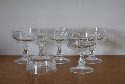 Vintage Liqueur Cocktail Coupes "LOUVRE" by Cristal D'Arques-Durand. Set of 5