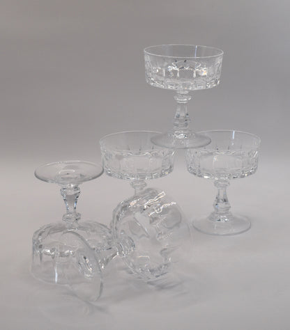 Vintage Liqueur Cocktail Coupes "LOUVRE" by Cristal D'Arques-Durand. Set of 5