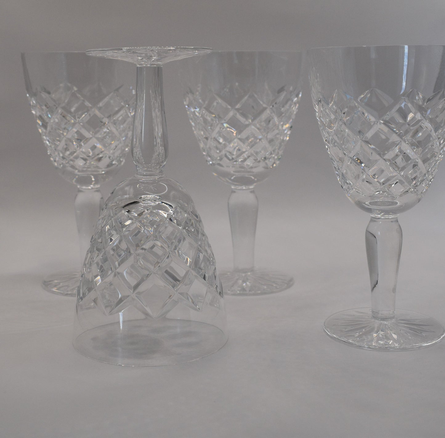 Vintage Criss cross cut crystal Wine glasses. Set of 4