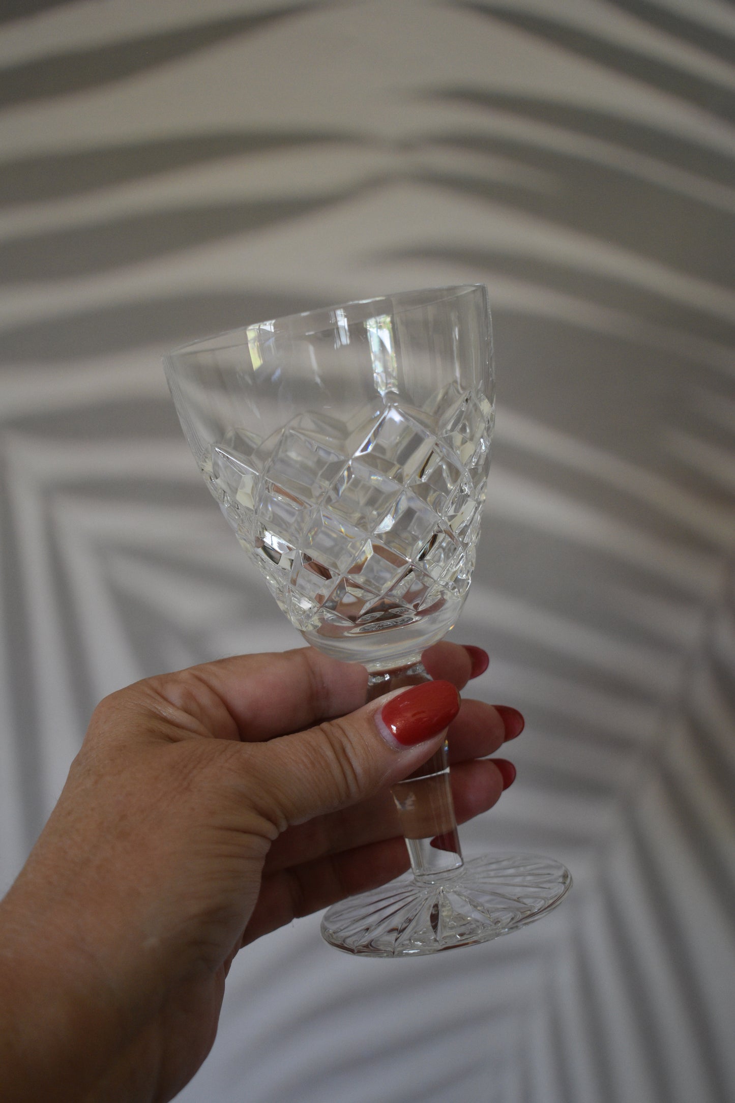 Vintage Criss cross cut crystal Wine glasses. Set of 4