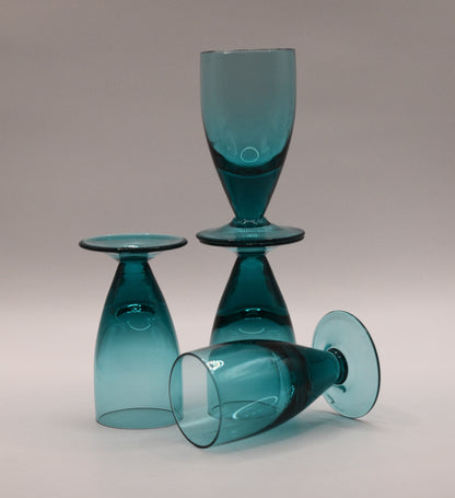 Teal coloured Liqueur/Shot glasses. Set of 4