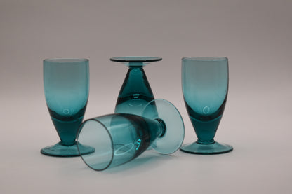 Teal coloured Liqueur/Shot glasses. Set of 4