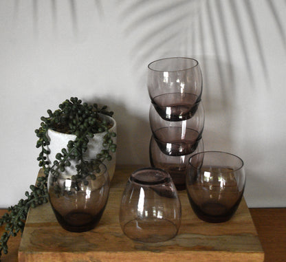 Purple Roly Poly, low ball tumbler. Set of 6