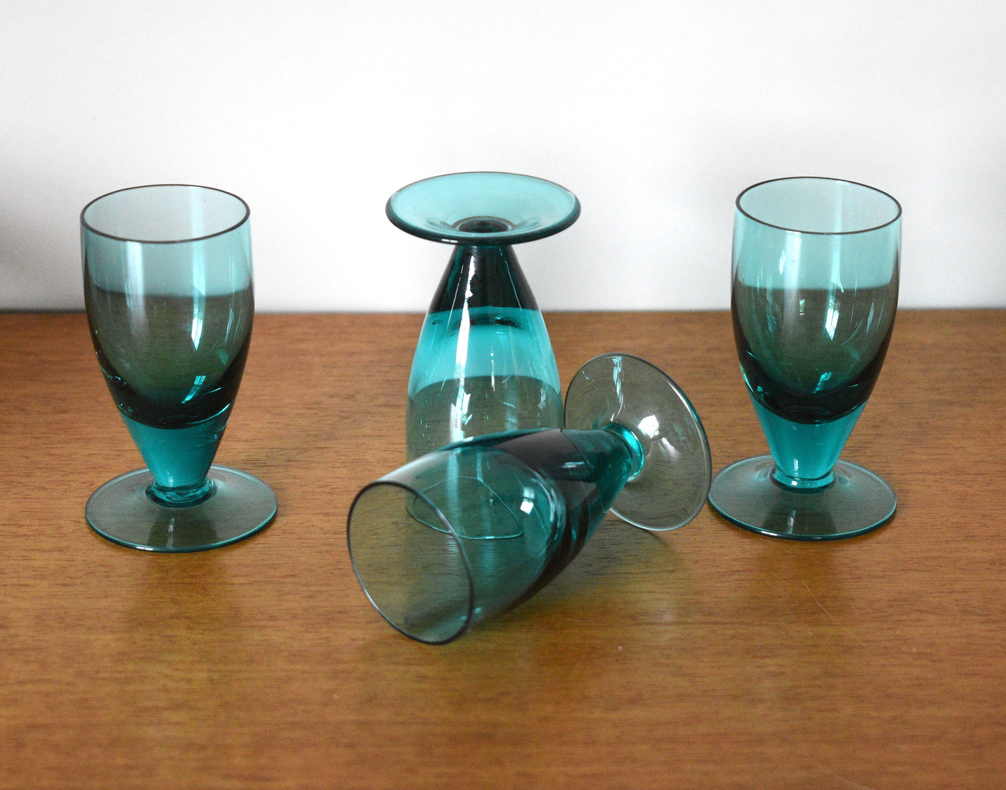 Teal coloured Liqueur/Shot glasses. Set of 4