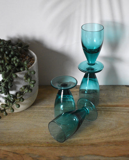 Teal coloured Liqueur/Shot glasses. Set of 4