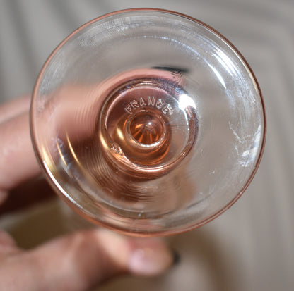 Set of 4 French Vintage Pink Swirl Champagne Flutes / Rosaline Pink Swirl / Pink Glasses